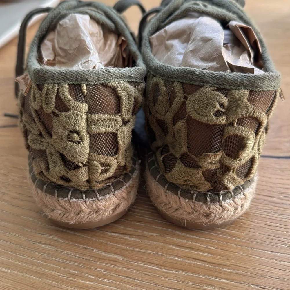 Toni Pons Espadrille Lace Up Embroidered Sneakers Nordstrom Womens 42 Green Mesh